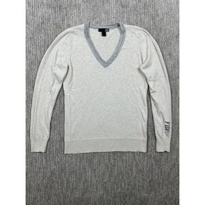 Fox Racing V Neck Long Sleeve Cotton Blend Sweater Men's Oatmeal Beige Large